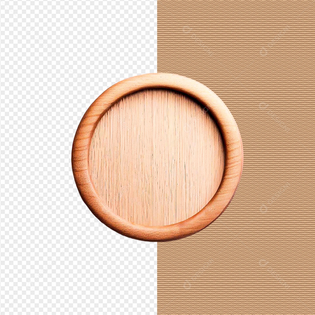 Elemento 3D Moldura Circular De Madeira Para Composição PSD
