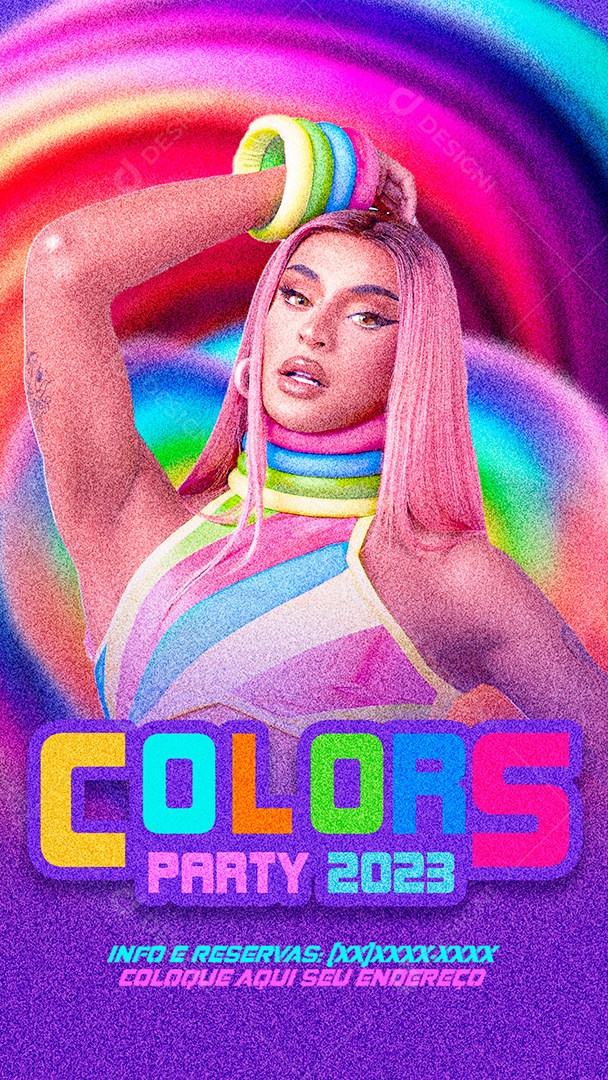 Flyer Story Colors Party Pabllo Vittar Social Media PSD Editável