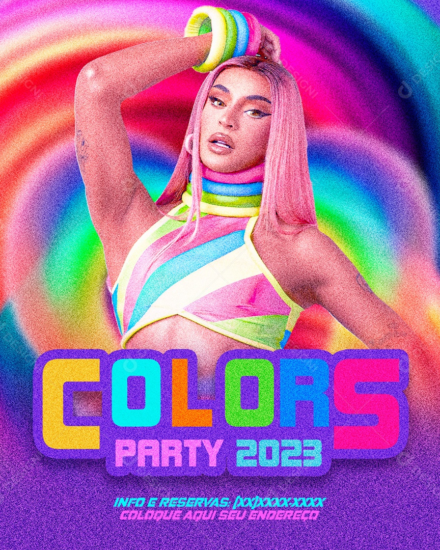 Flyer Feed Colors Party Pabllo Vittar Social Media PSD Editável