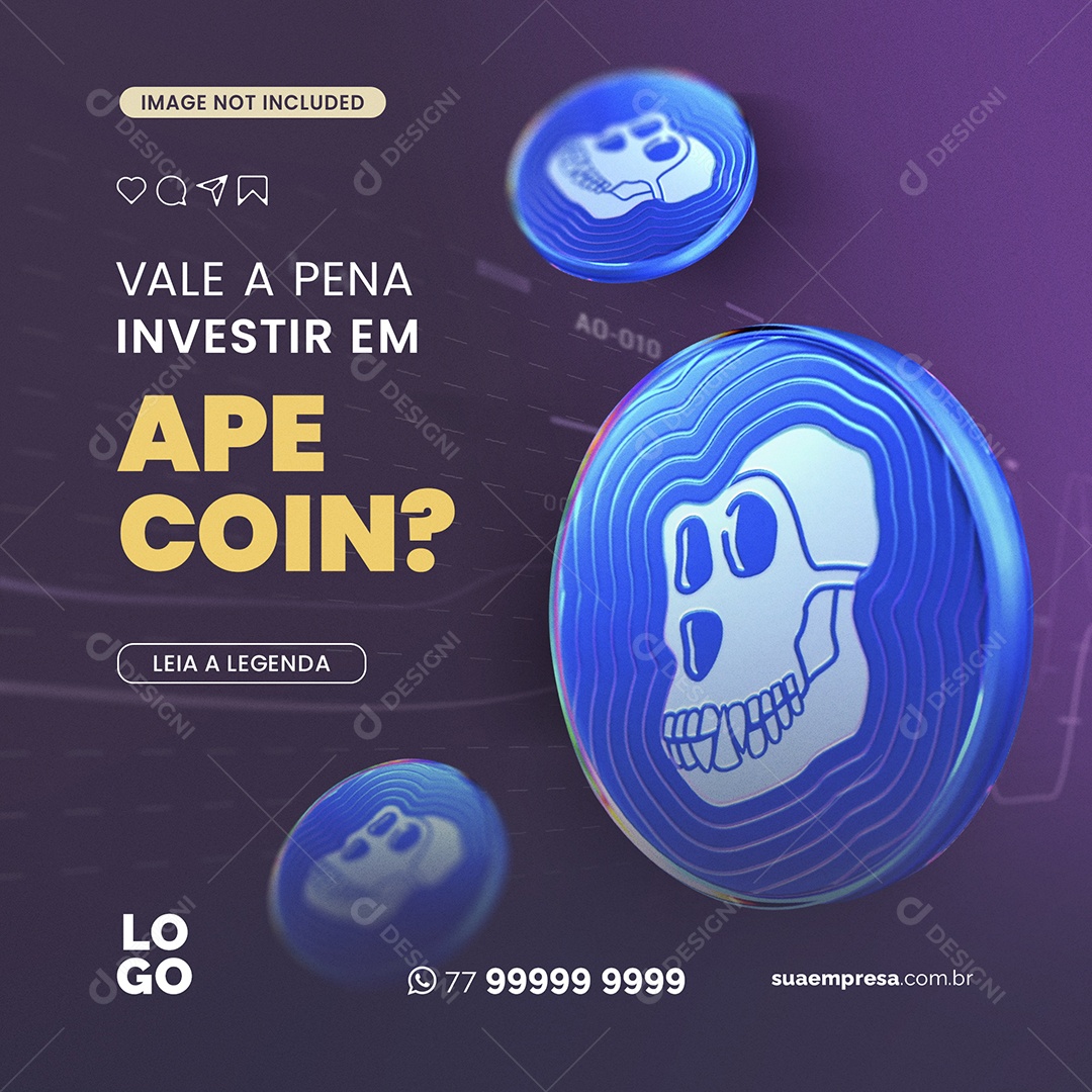 Vale a Pena Investir Em Ape Coin Social Media PSD Editável
