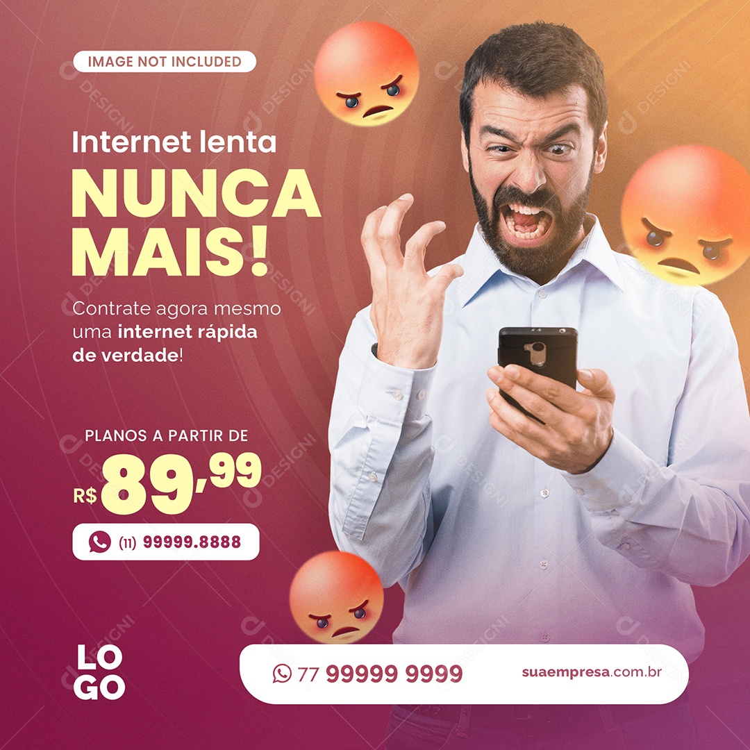 Internet Lenta Nunca Mais Contrate Agora Mesmo Uma Internet Social Media PSD Editável
