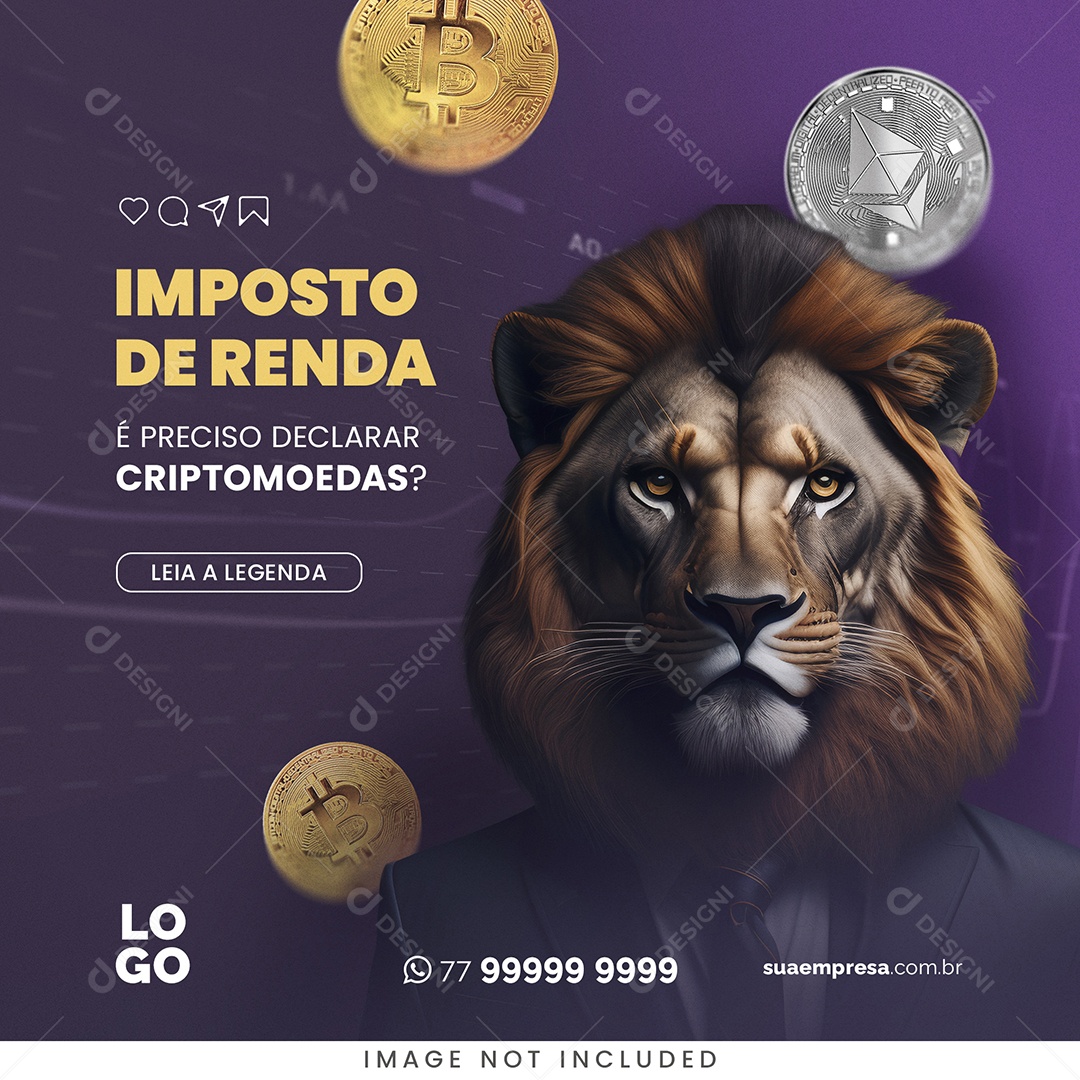 Imposto de Renda é Preciso Declara Criptomoedas Social Media PSD Editável