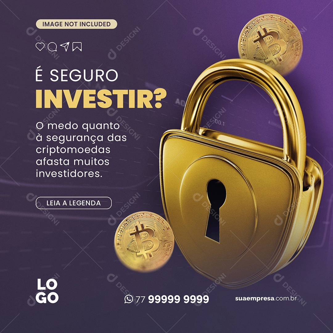 È Seguro Investir o Medo Quanto a Segurança Das Criptomoedas Social PSD Editável