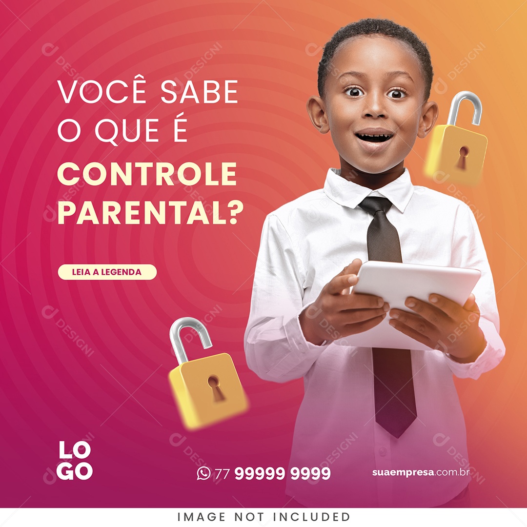 Você Sabe o Que é Controle Parental Social Media PSD Editável