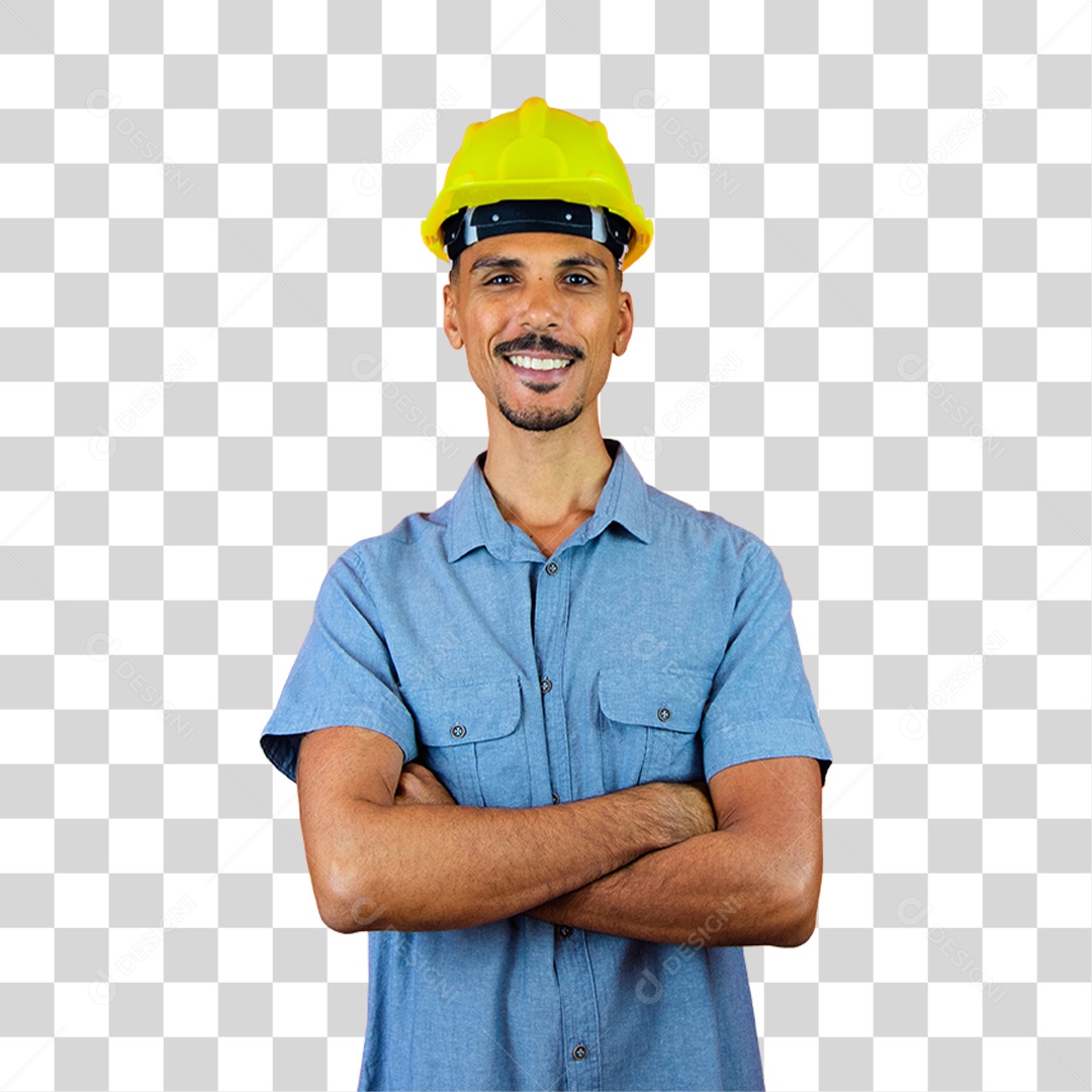 Homem de Camisa Azul Com os Braços Cruzados PNG Transparente