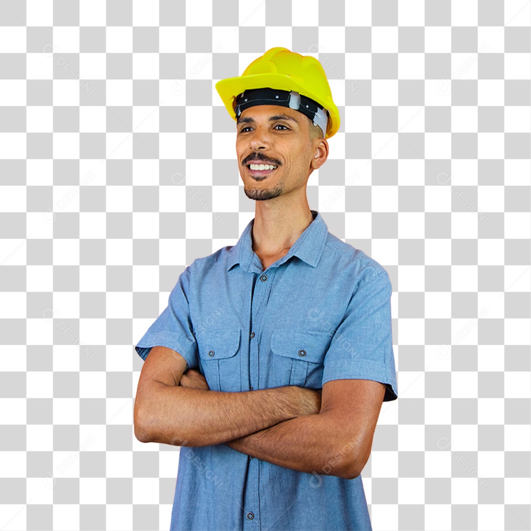 Homem de Camisa Azul Com os Braços Cruzados PNG Transparente