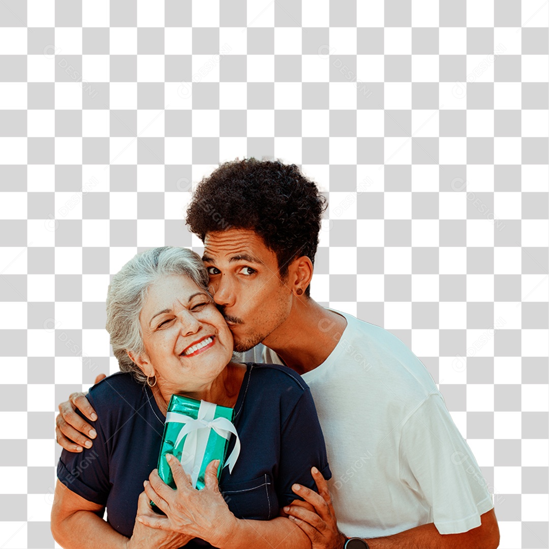 Neto e Avo Abraçados Neto Beijando o Rosto dela PNG Transparente