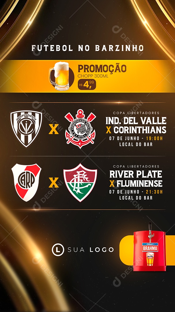 Flyer Story Futebol no Barzinho Social Media PSD Editável