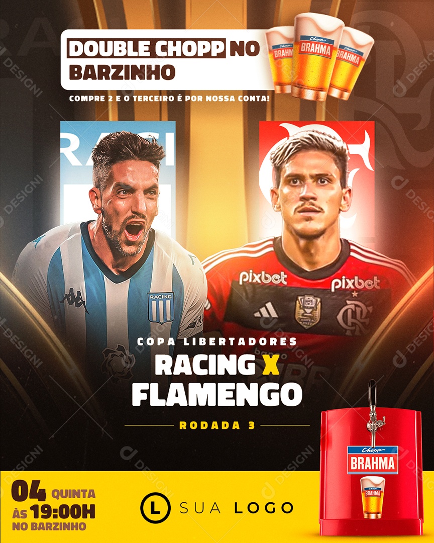 Double Chopp No Barzinho Social Media PSD Editável