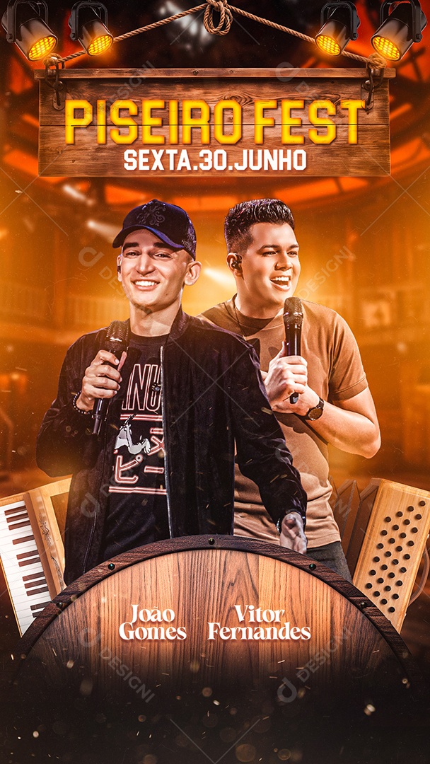 Piseiro Fest Flyer João Gomes Vitor Fernandes Social Media PSD Editável