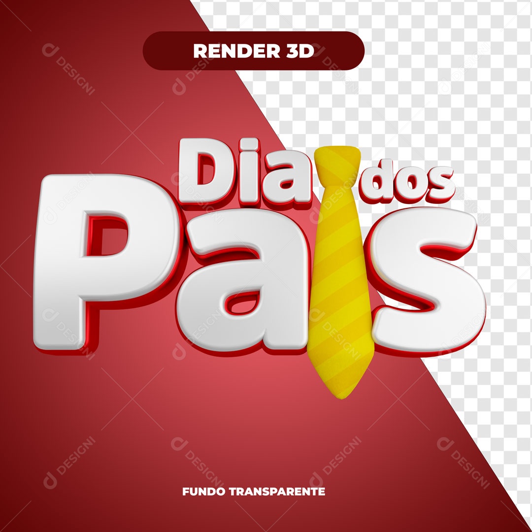 Dia Dos Pais Vermelho Selo 3D Para Composição PSD