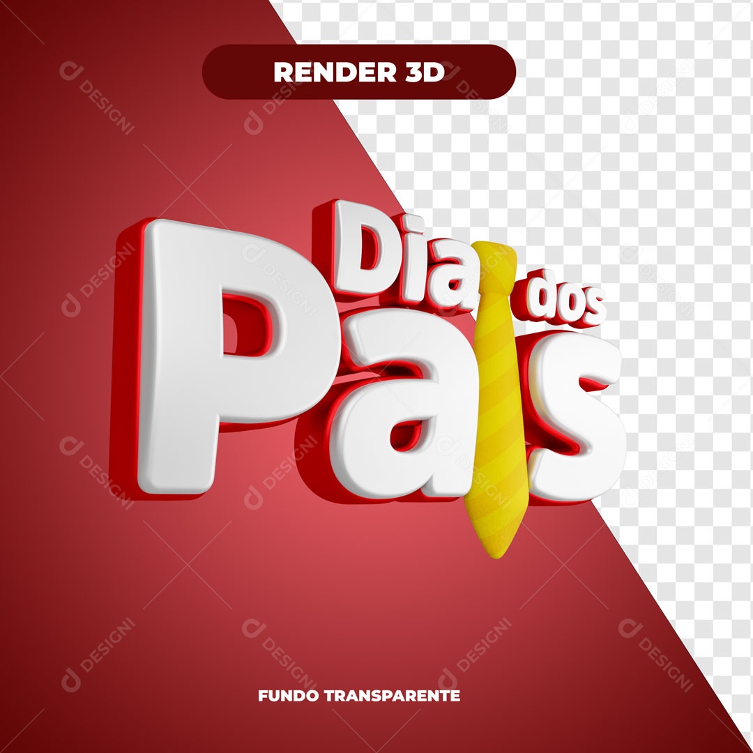 Dia Dos Pais Vermelho Selo 3D Para Composição PSD