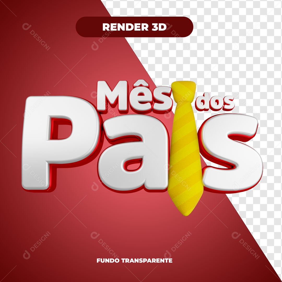 Mês Dos Pais Vermelho Selo 3D Para Composição PSD