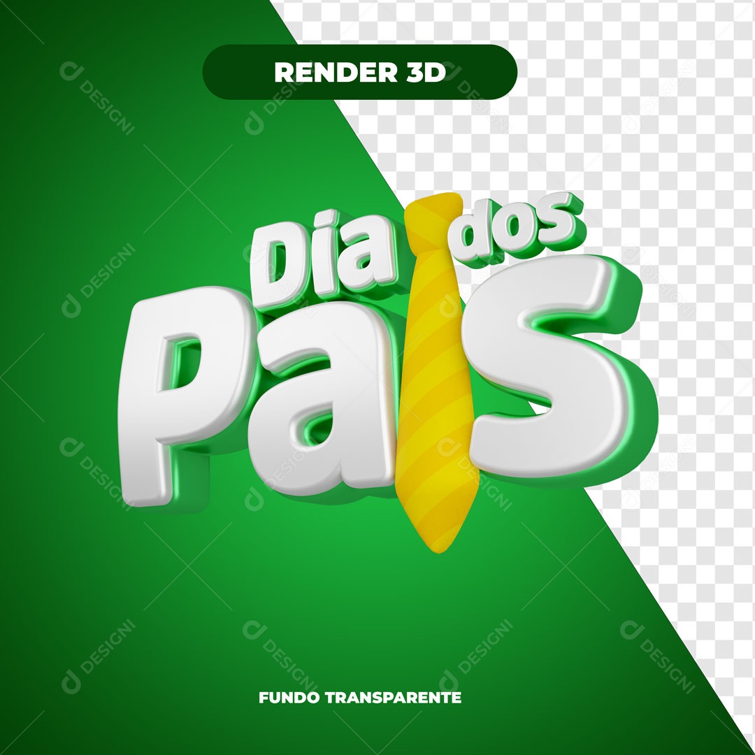 Selo 3D Dia Dos Pais Verde Para Composição PSD