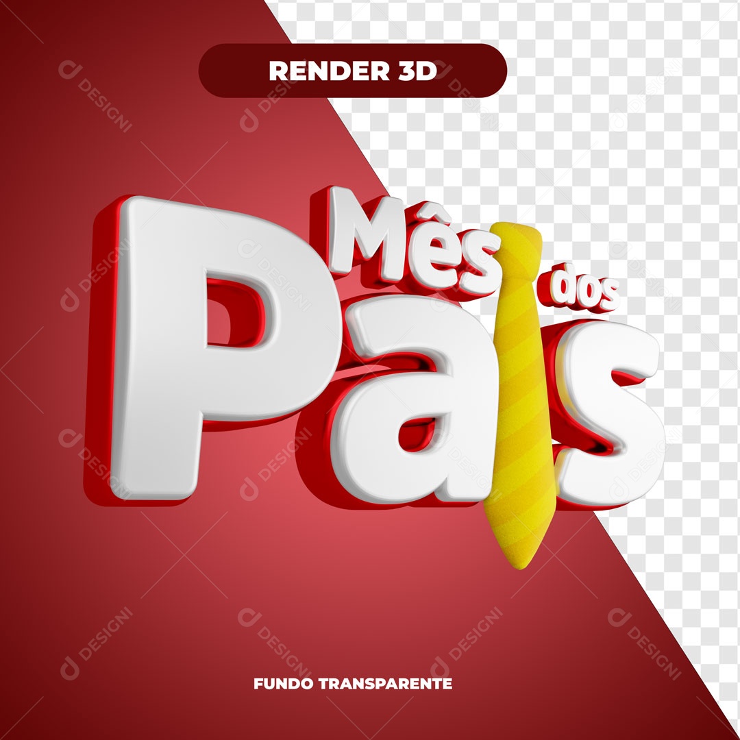 Mês Dos Pais Vermelho Selo 3D Para Composição PSD
