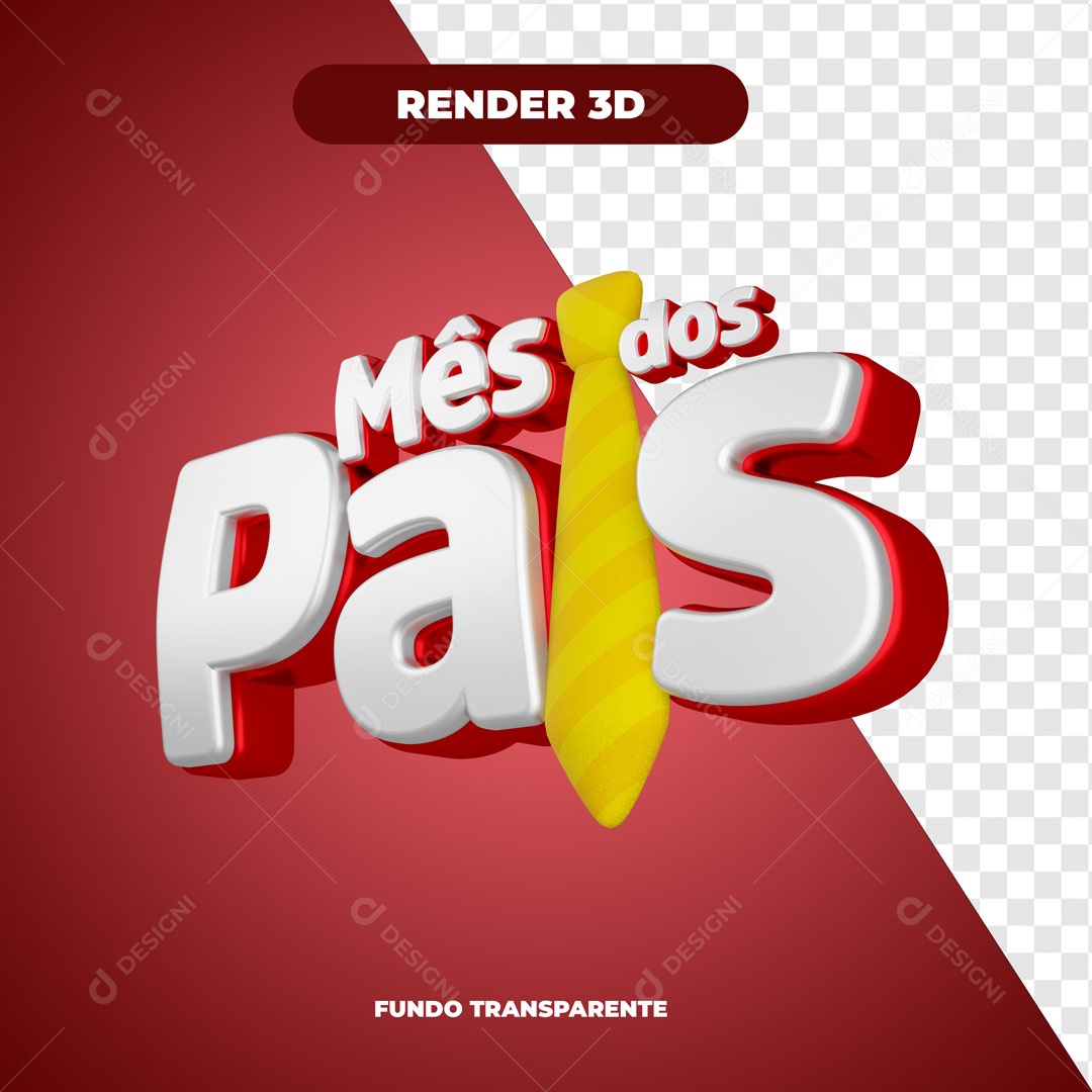 Mês Dos Pais Vermelho Selo 3D Para Composição PSD