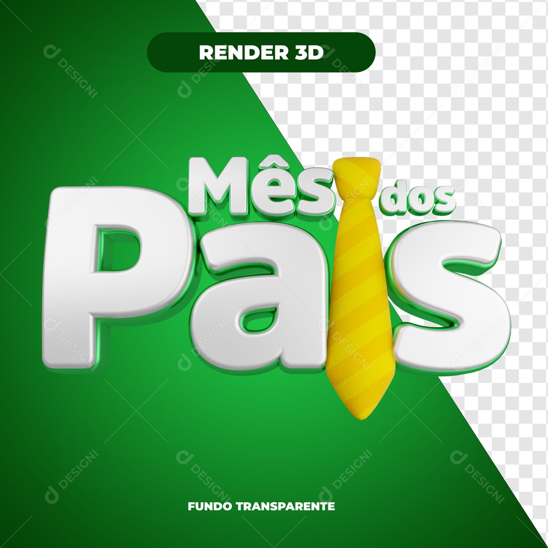 Mês Dos Pais Verde Selo 3D Para Composição PSD