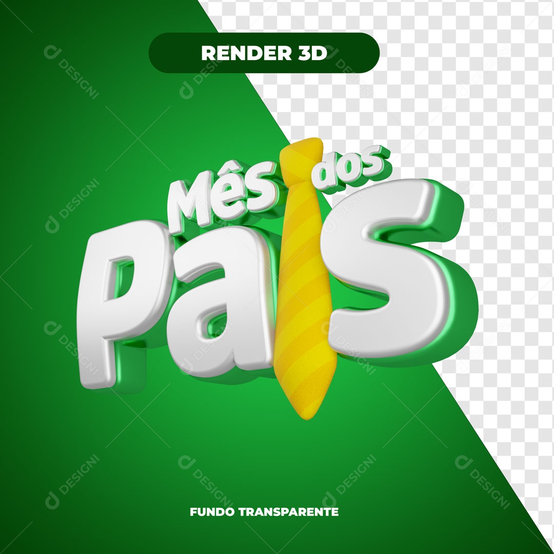 Mês Dos Pais Verde Selo 3D Para Composição PSD