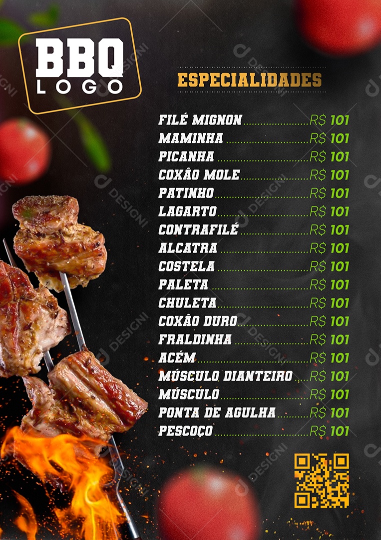 Modelo De Cardápio Churrascaria PSD Editável