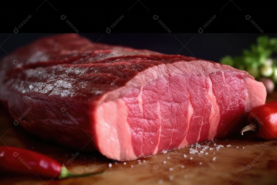 Carne fresca de angus crua para churrasco na grelha, bife de alcatra, em cima da tábua de madeira