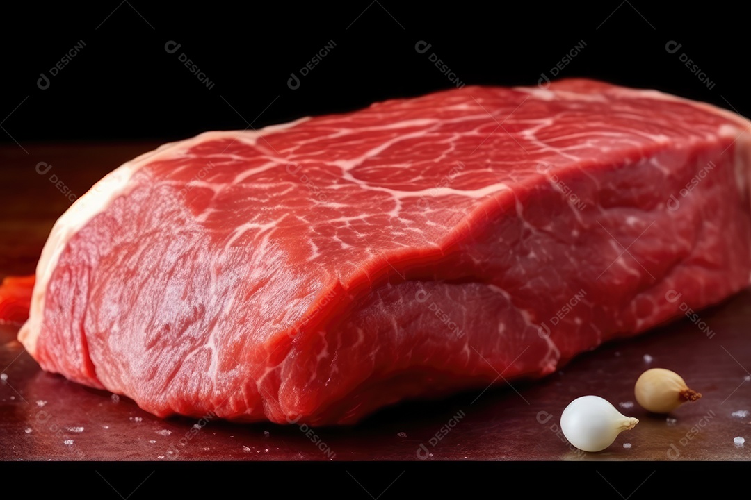 Carne fresca de angus crua para churrasco na grelha, bife de alcatra, em cima da tábua de madeira