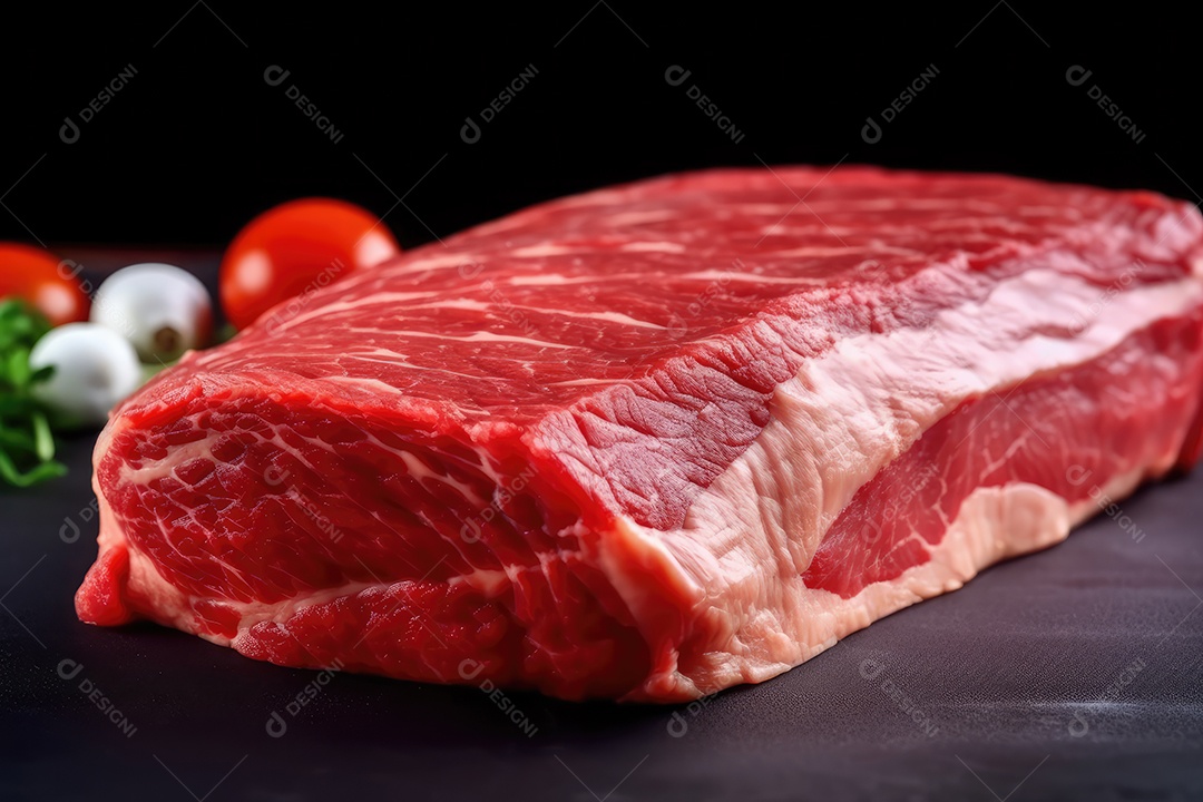 Carne fresca de angus crua para churrasco na grelha, bife de alcatra, em cima da tábua de madeira