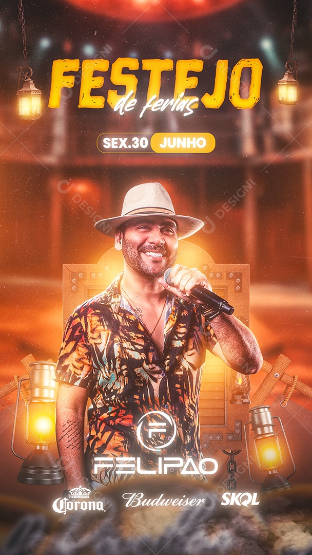 Story Festejo De Férias Flyer Felipão Social Media PSD Editável