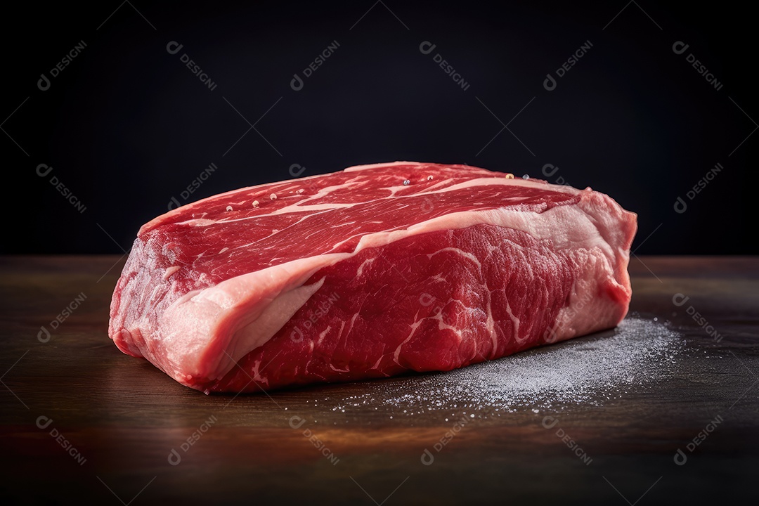 Carne fresca de angus crua para churrasco na grelha, bife de alcatra, em cima da tábua de madeira