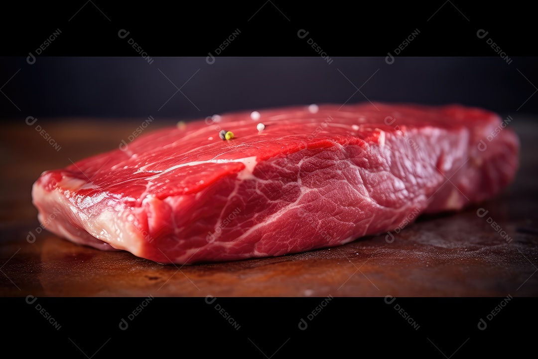 Carne fresca de angus crua para churrasco na grelha, bife de alcatra, em cima da tábua de madeira