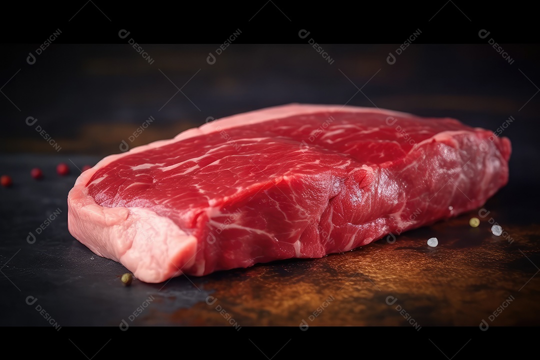 Carne fresca de angus crua para churrasco na grelha, bife de alcatra, em cima da tábua de madeira