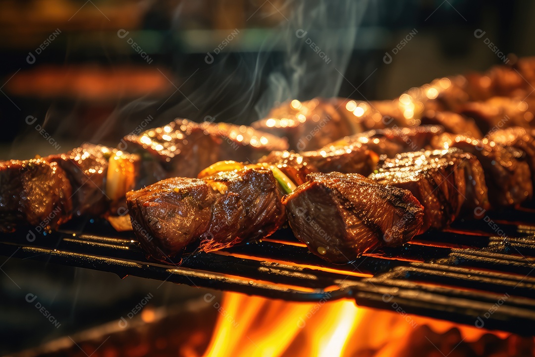 Carne fresca de angus crua para churrasco na grelha, bife de alcatra, em cima da tábua de madeira