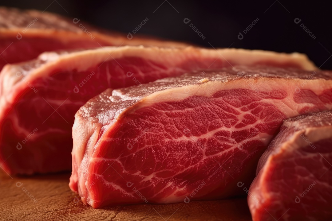 Carne fresca de angus crua para churrasco na grelha, bife de alcatra, em cima da tábua de madeira