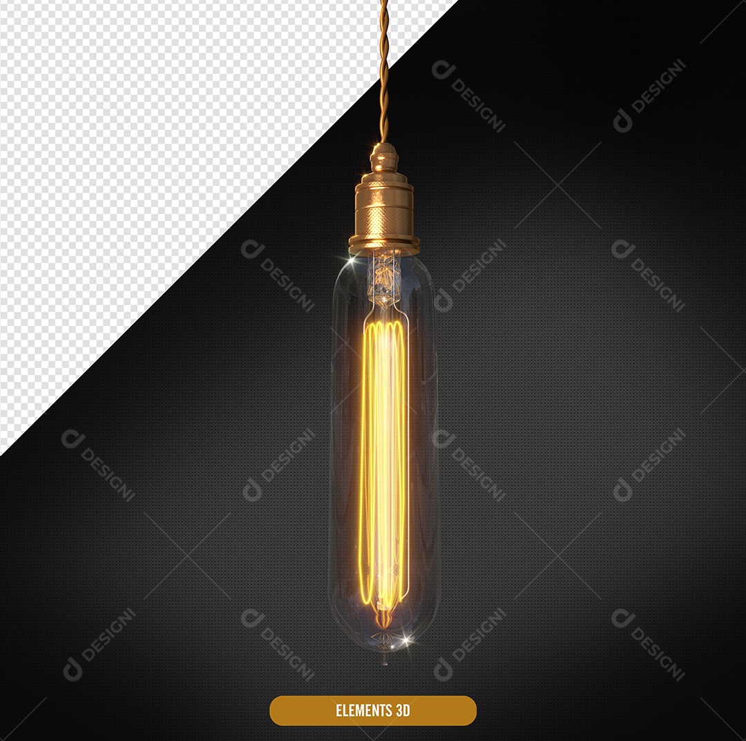Lâmpada Antiga 4 Elemento 3D Para Composição PSD