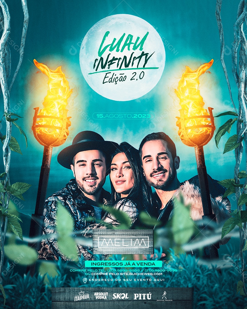 Flyer De Evento Luau Infinity 2 Edição Ingresso já a Venda Social Media PSD Editável