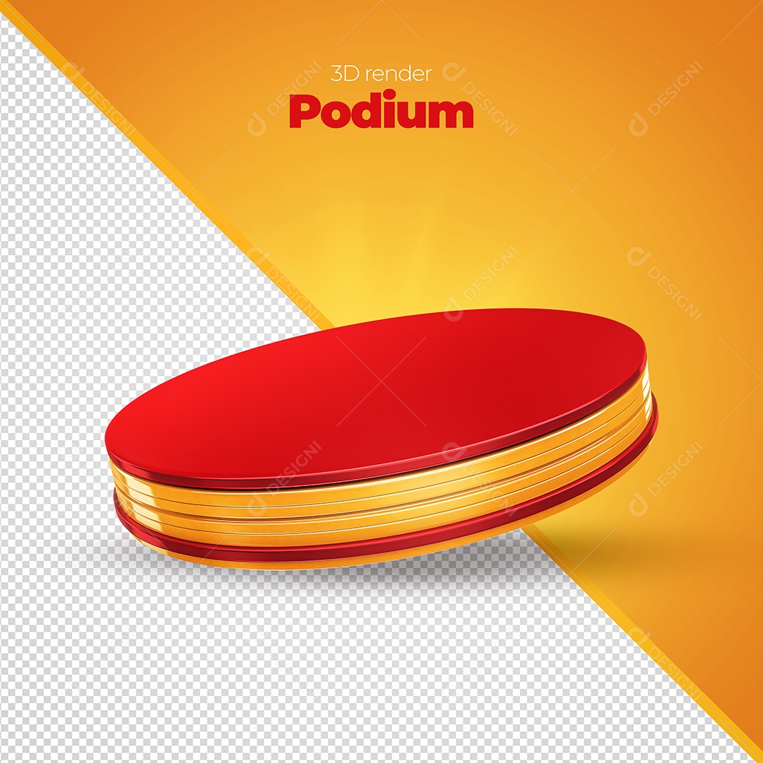 Elemento 3D Podium Vermelho Para Composição PSD