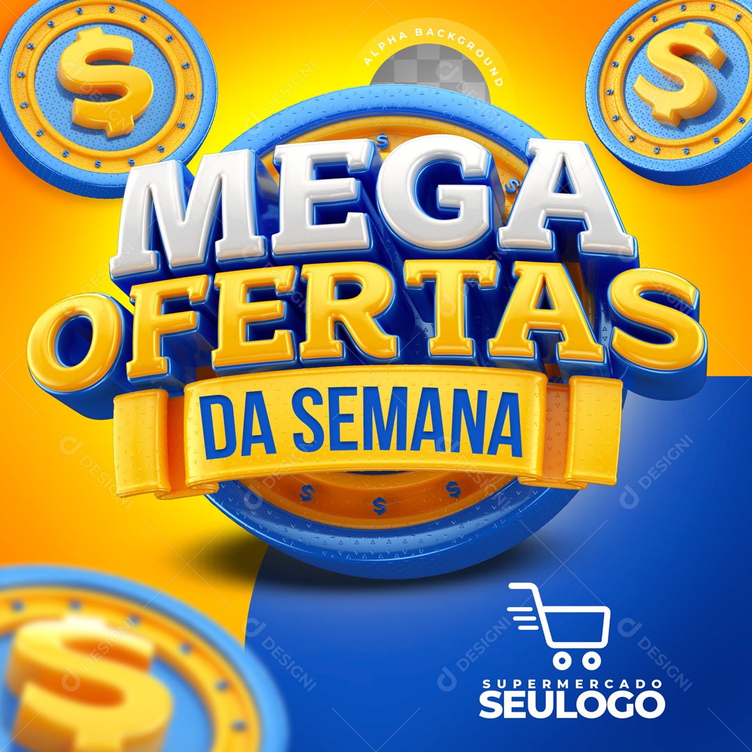 Mega Ofertas da Semana Selo 3D para Composição PSD