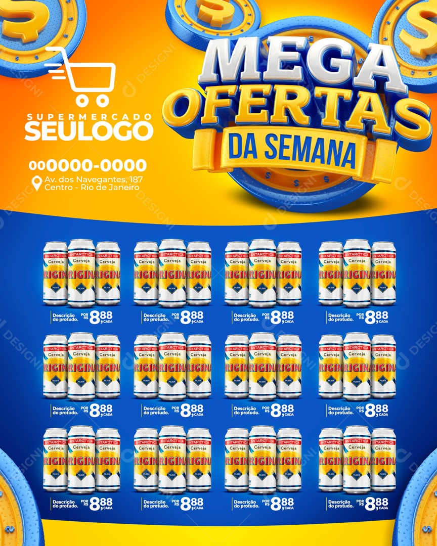 Encarte Mega Ofertas da Semana 12 Produtos Social Media PSD Editável