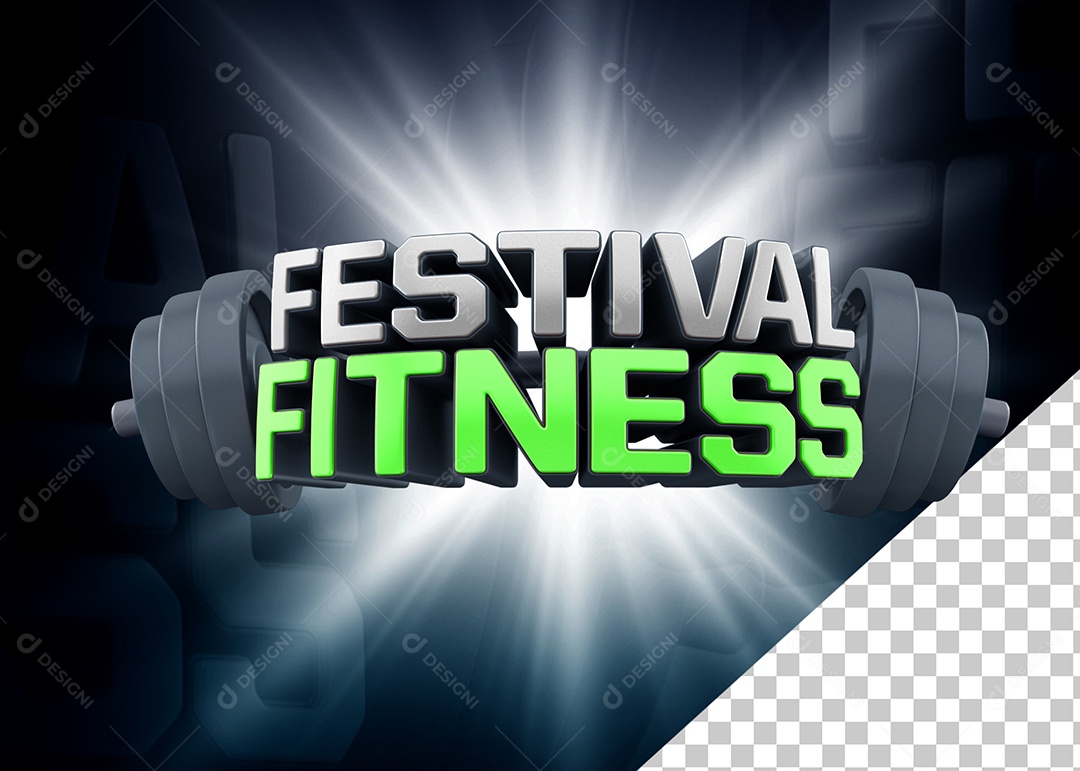 Selo 3D Academia Festival Fitness Verde Para Composição PSD