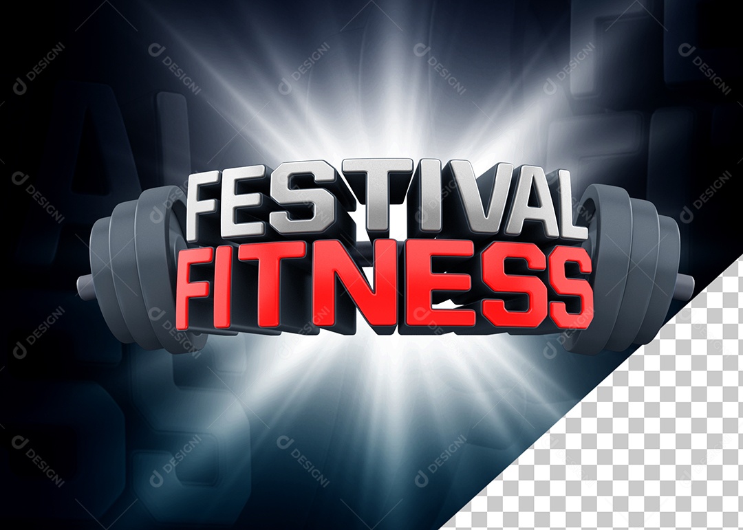 Selo 3D Academia Festival Fitness Vermelho Para Composição PSD