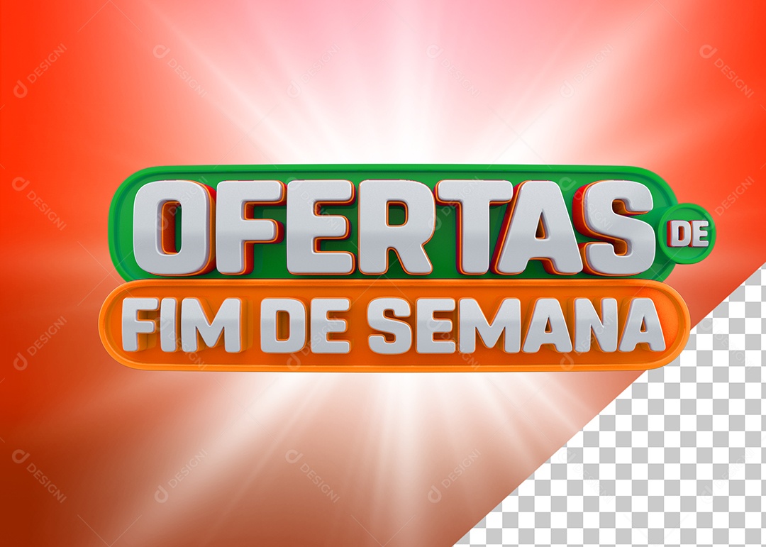 Selo 3D Ofertas De Fim Semana Para Composição PSD