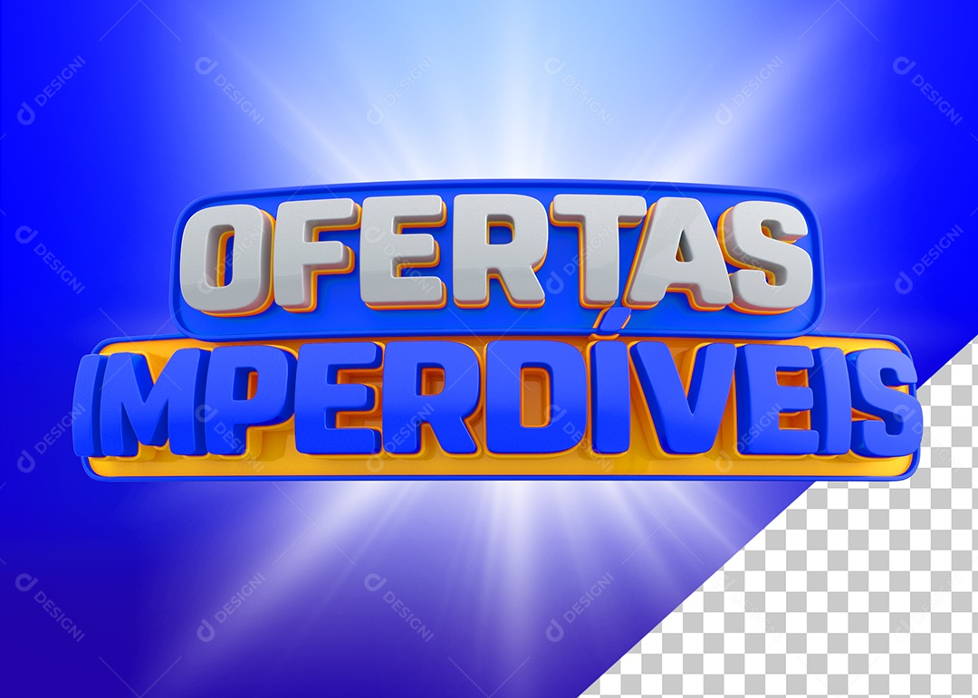 Selo 3D Ofertas Imperdíveis Azul Para Composição PSD