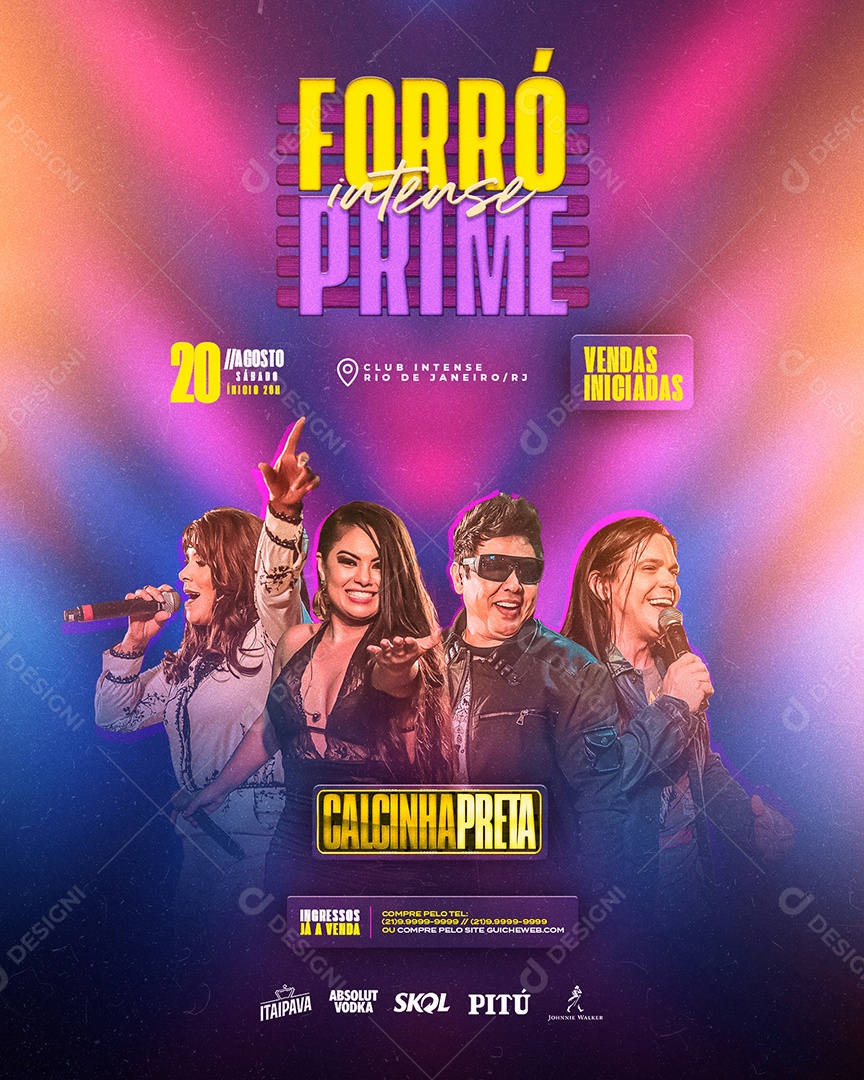 Flyer Feed Forró Intense Prime Calcinha Preta Social Media PSD Editável