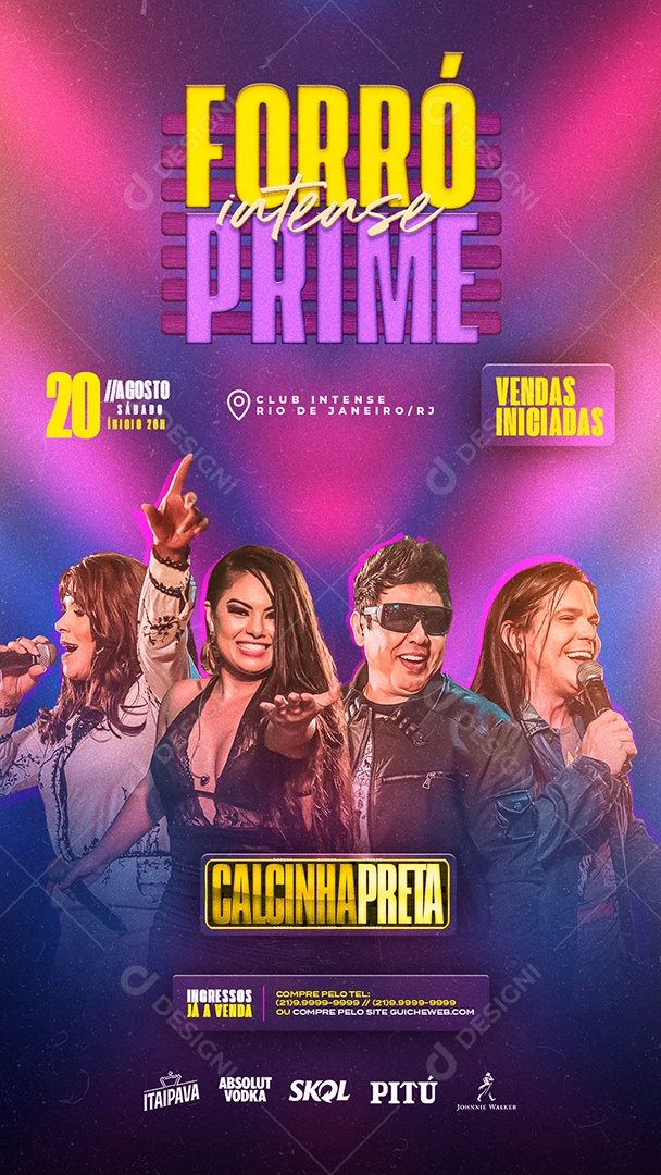 Flyer Story Forró Intense Prime Calcinha Preta Social Media PSD Editável