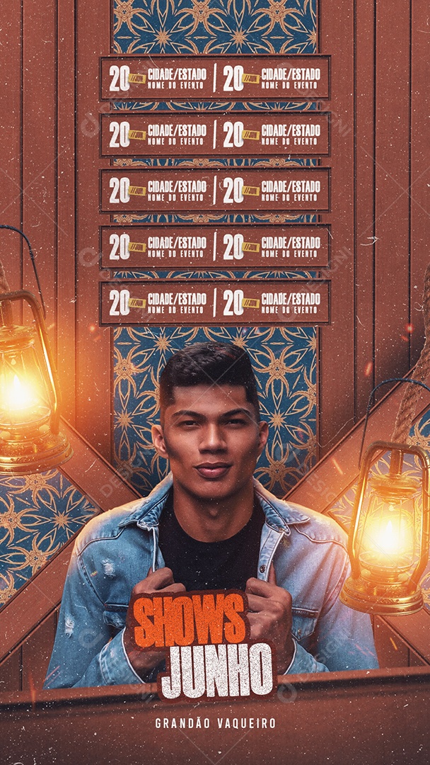 Social Media Flyer Story Shows Junho Grandão Vaqueiro PSD Editável