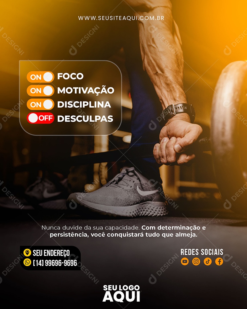 Foco Motivação Disciplina Social Media PSD Editável