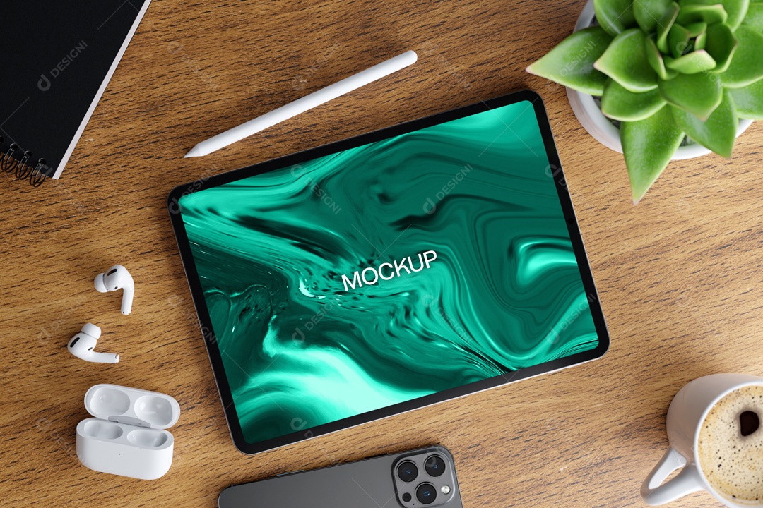 Mockup Escritório Celular Iphone PSD Editável