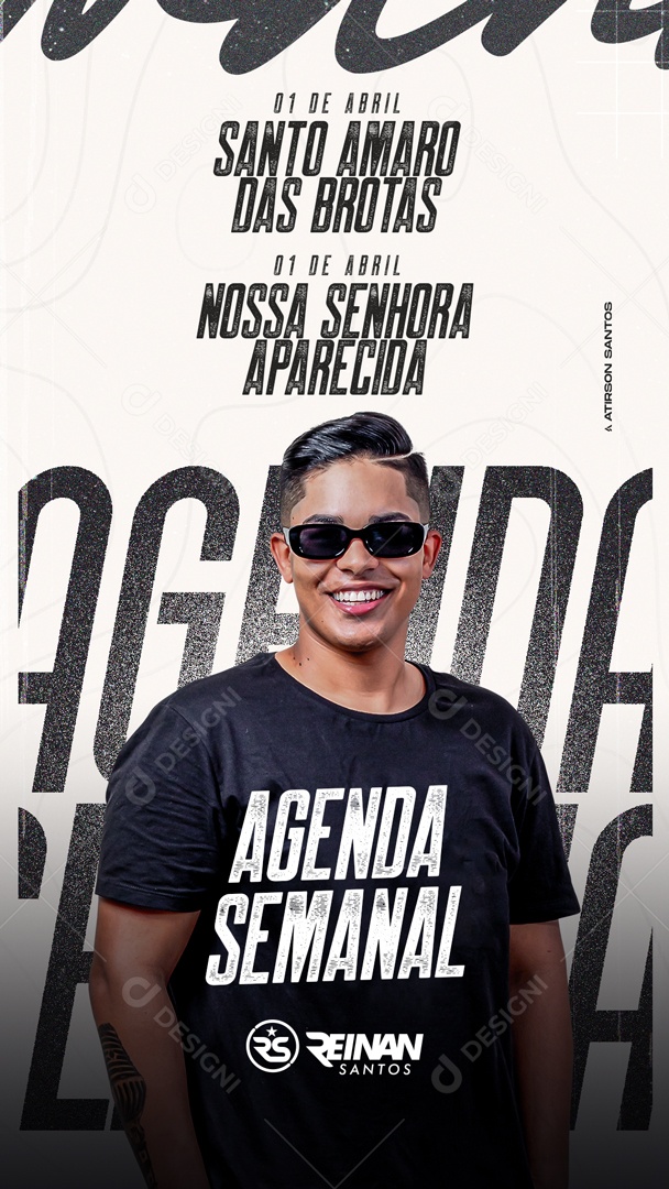 Social Media Flyer Story Agenda Semanal Reinan Santos PSD Editável