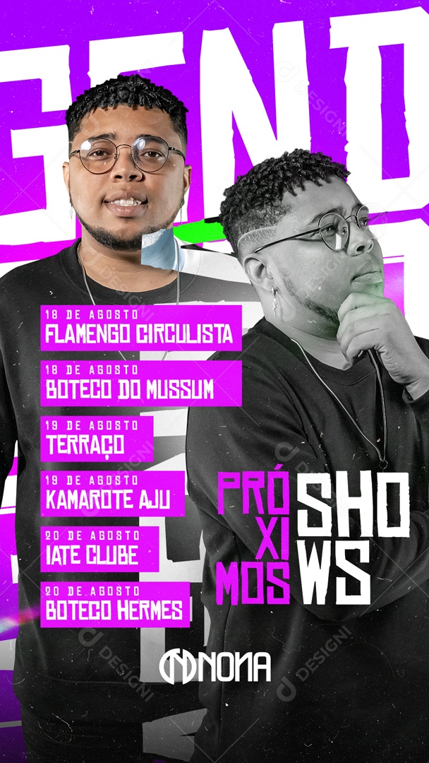 Flyer Story Próximos Shows Nona Social Media PSD Editável