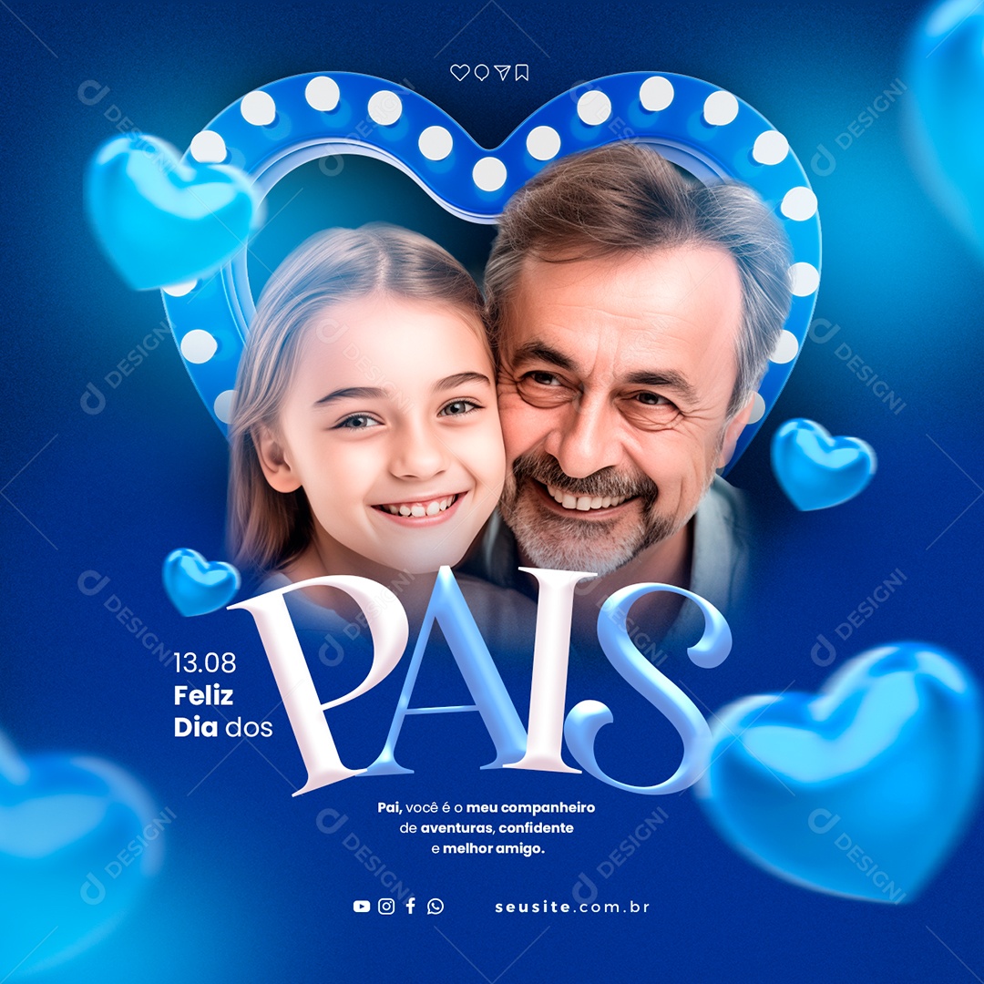 Pai Você é o Meu Companheiro De Aventuras Feliz Dia Dos Pais Social Media PSD Editável