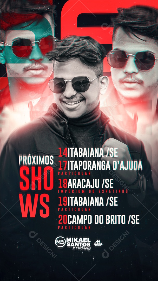 Social Media Flyer Story Próximos Shows Mikael Santos PSD Editável